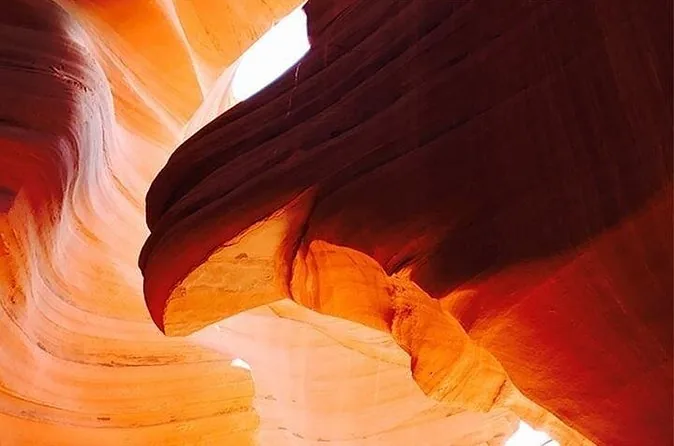 Sunlight falling into a deep sandstone slot canyon